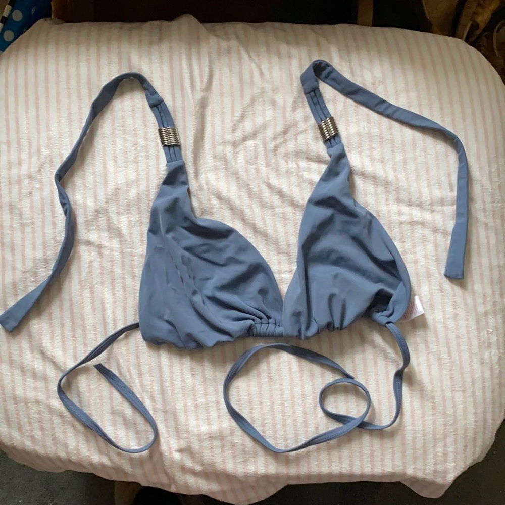Blue string bikini top